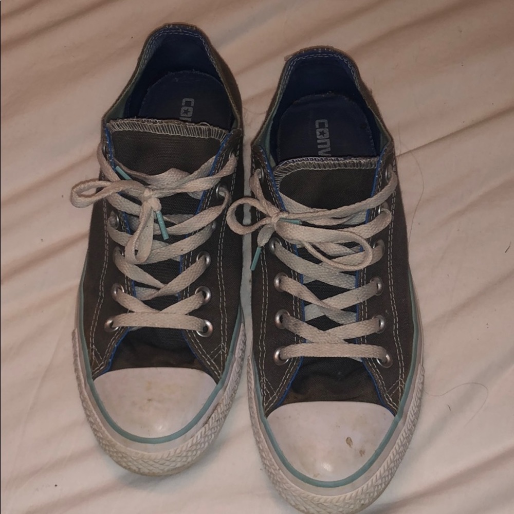 Gray converse with blue accents